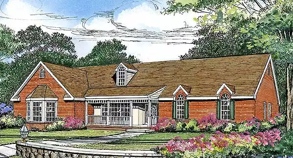 image of single story farmhouse plans with porch plan 3444