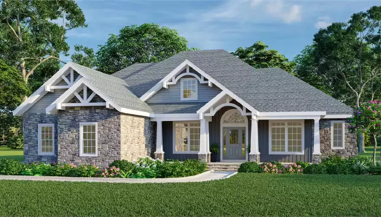image of single story ranch house plan 4422