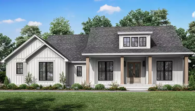 image of single story farmhouse plan 9646