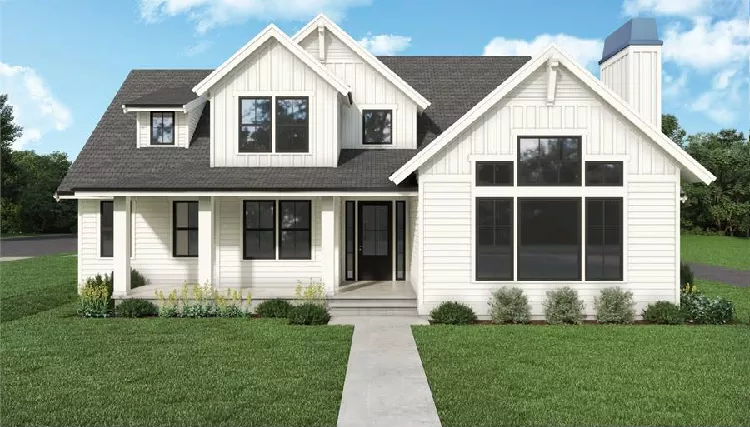 image of 2 story farmhouse plans with porch plan 8818