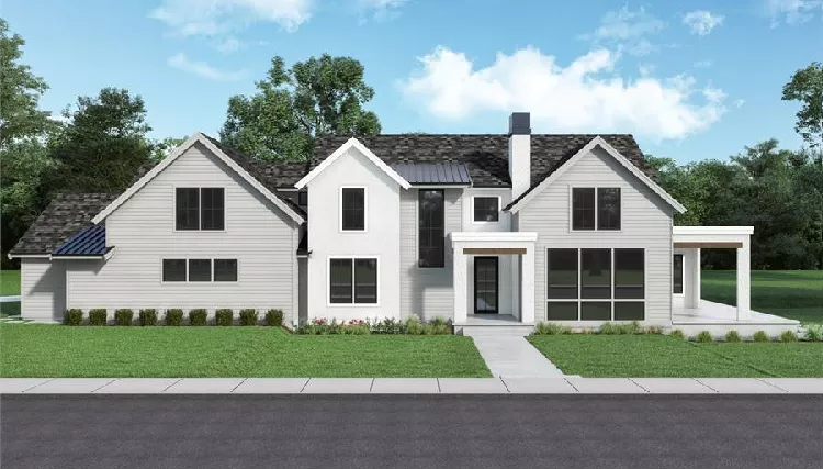 image of 2 story farmhouse plans with porch plan 8820