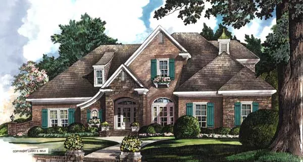 image of side entry garage house plan 8385