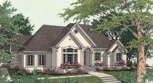 image of single story traditional house plan 3493