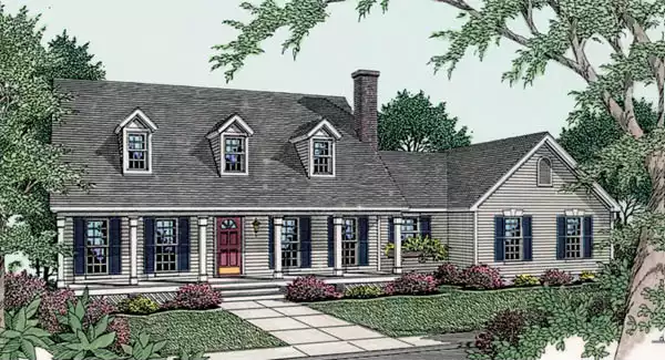 image of single story traditional house plan 3525