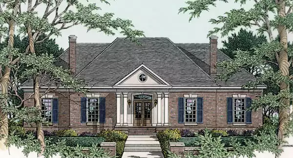 image of single story colonial house plan 3542