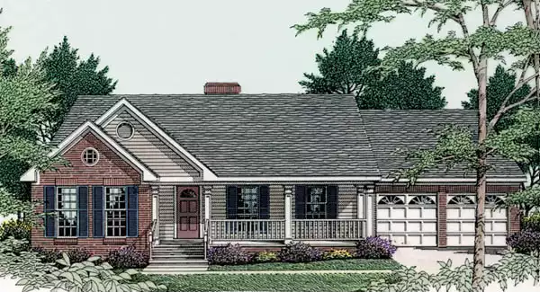 image of single story traditional house plan 3619