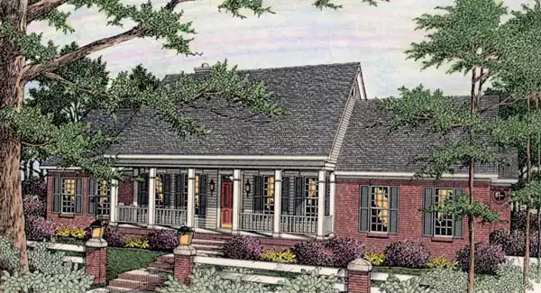 image of single story traditional house plan 3672