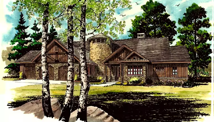 image of large lake house plan 2193