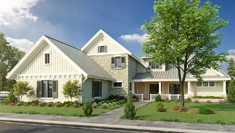 image of 2 story farmhouse plans with porch plan 7299