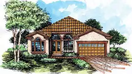 image of single story country house plan 1317