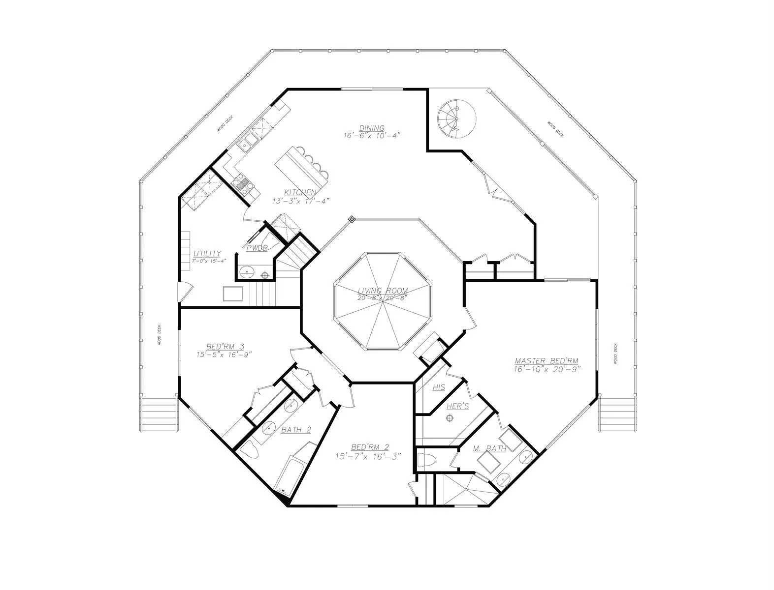 Unique Modern Octagon Style House Plan 7386 Eight Corners 7386