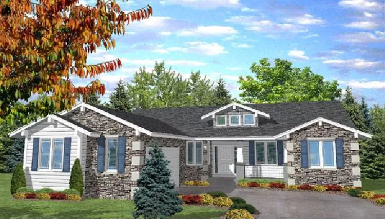 image of single story country house plan 8486