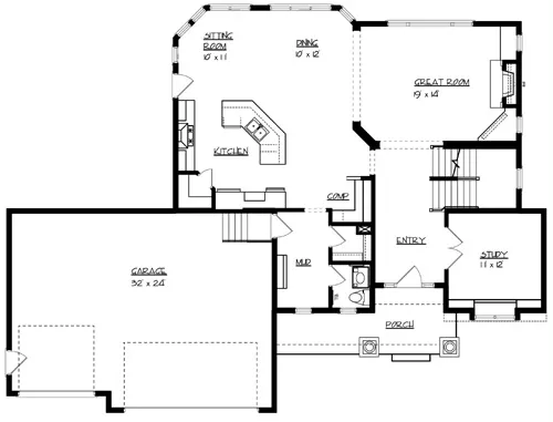 The Harrison 1710 - 4 Bedrooms and 2.5 Baths | The House Designers - 1710