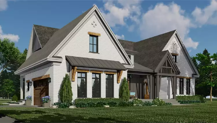 image of single story farmhouse plan 3429