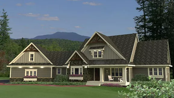 image of single story farmhouse plan 9666