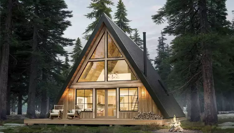 image of a-frame house plan 1083