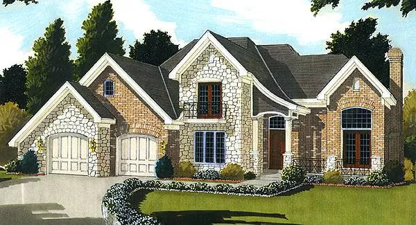 image of 2 story european house plan 9115