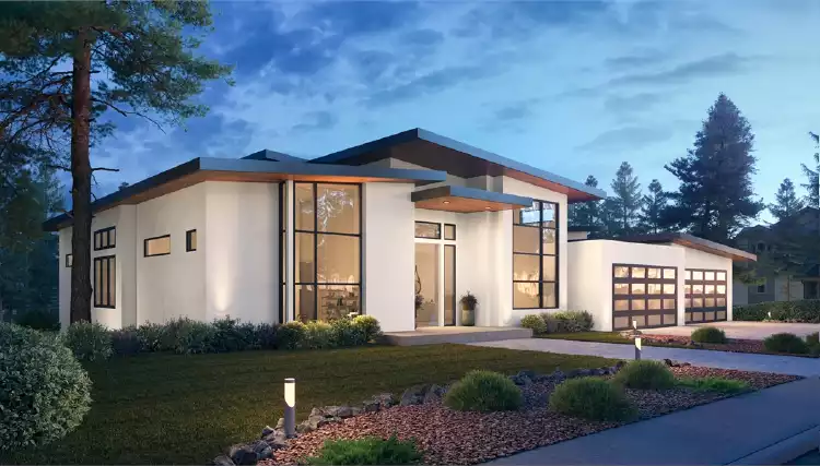 image of single story contemporary house plan 7498
