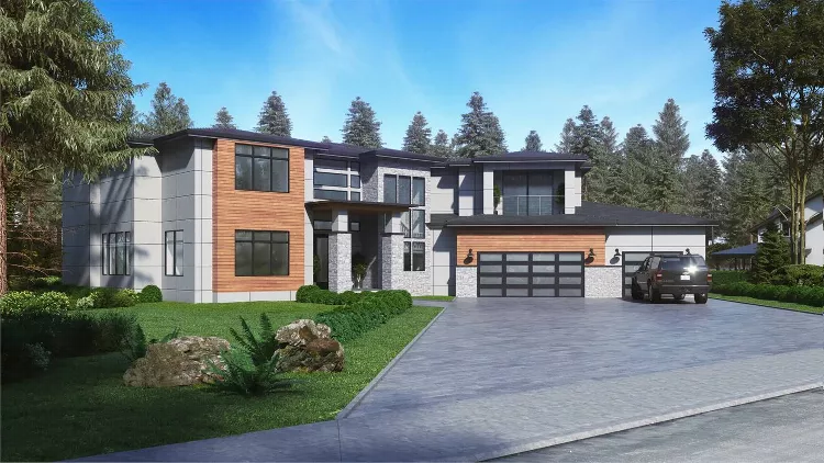 Viking House Plan  2 Story Modern Home Design with 3 Car Garage