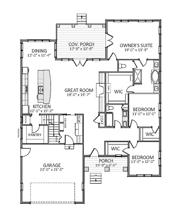 small craftsman ranch house plan - 9653