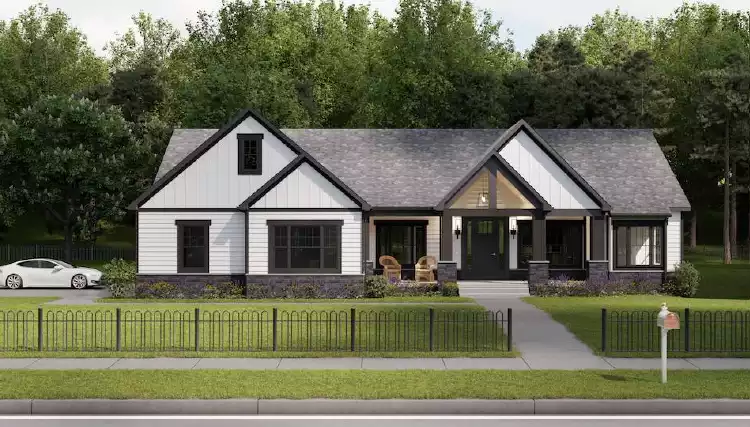 image of single story traditional house plan 9329