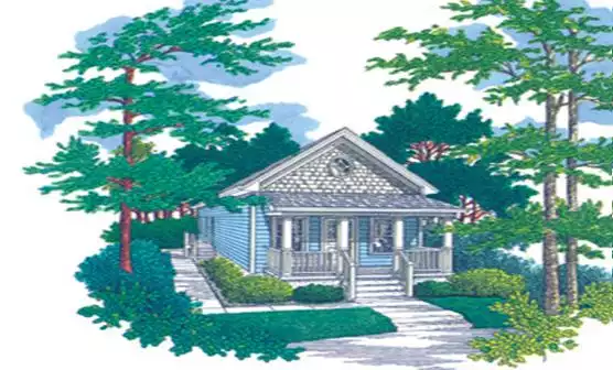 image of single story lake house plan 7721