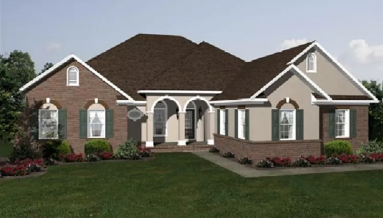 image of single story traditional house plan 8954