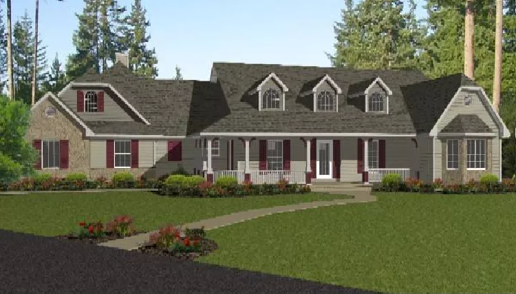 image of single story farmhouse plans with porch plan 8946