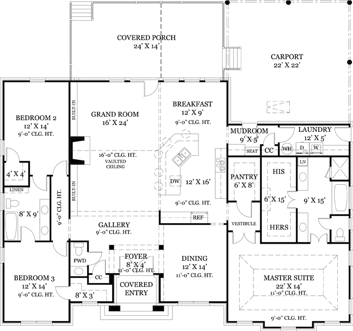 One Story House Plan With Split Bedrooms