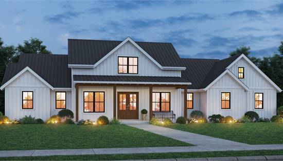 Traditional Farmhouse with Split Bedroom Design