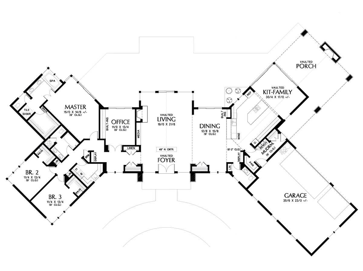 Ellington A Modern One Story House Plan With An X Shape