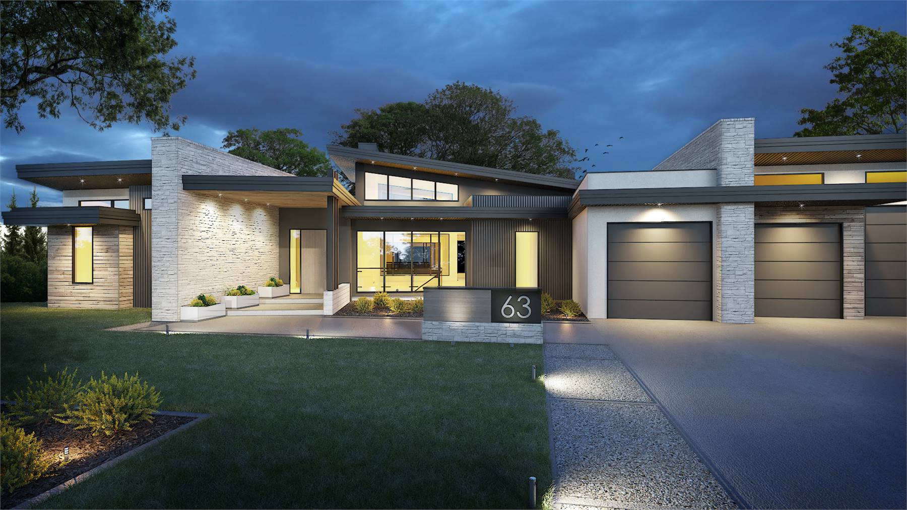 Chic Modern with 5 Car Garage