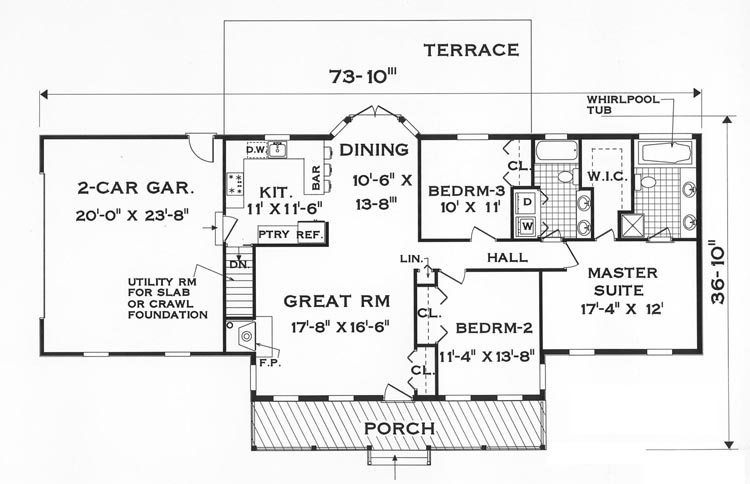Great One Story 7645 3 Bedrooms And 2 5 Baths The House Designers