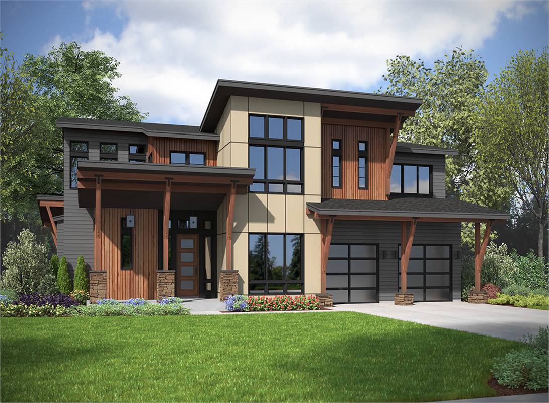 Two Story Modern Style House Plan 1103 Carina 1103