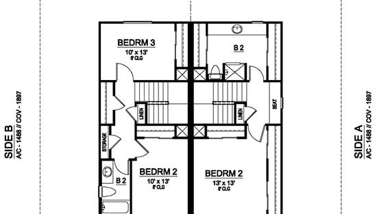 Traditional Style Duplex Plan 2098: Sanborn - 2098