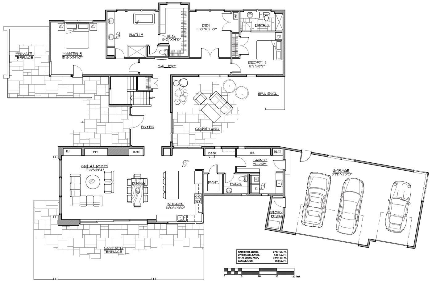 Ultra Modern H Shaped House Plan 3072