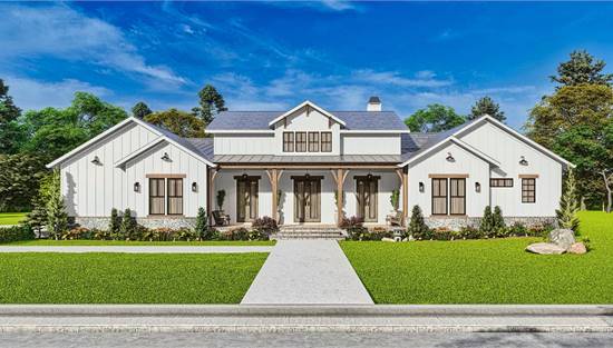 One Story Farmhouse with Front Covered Porch