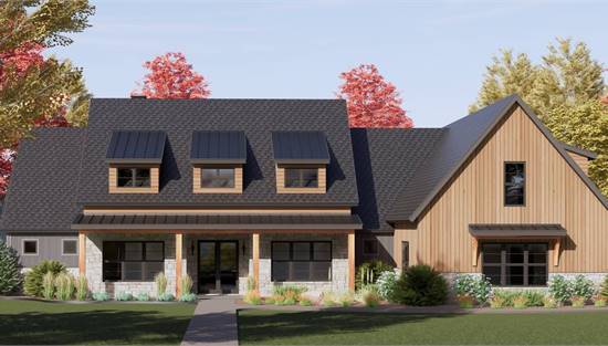 Modern Farmhouse with Dormers and Covered Porch