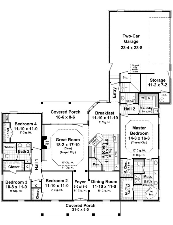 The Avondale Court 7683 4 Bedrooms And 2 5 Baths The House Designers 7683