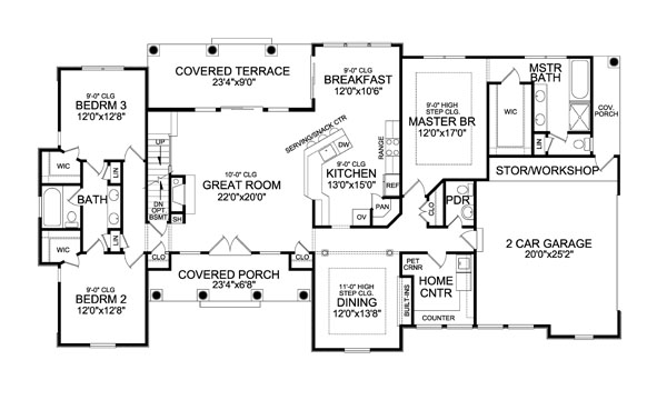 Open Craftsman Floor Plan