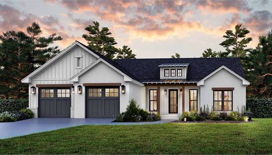 Single Story Modern Farmhouse with Covered Porches