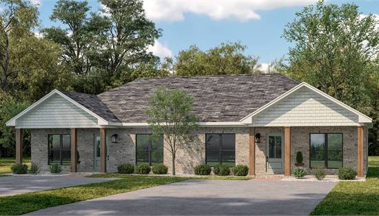 Traditional Duplex with Covered Front Porch