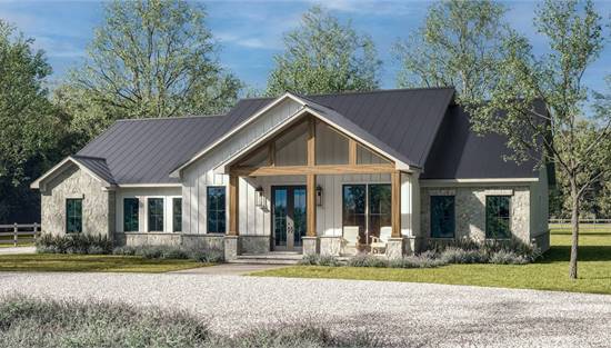 Beautiful Farmhouse with Wood and Stone Facade