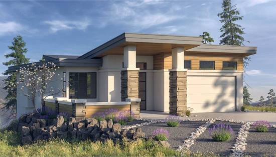 Modern Home with Stone Columns