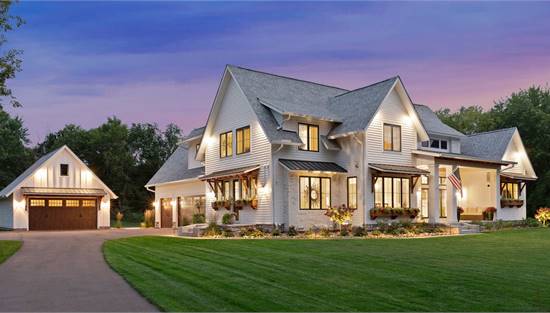 Side View at Dusk with Added Separate Garage