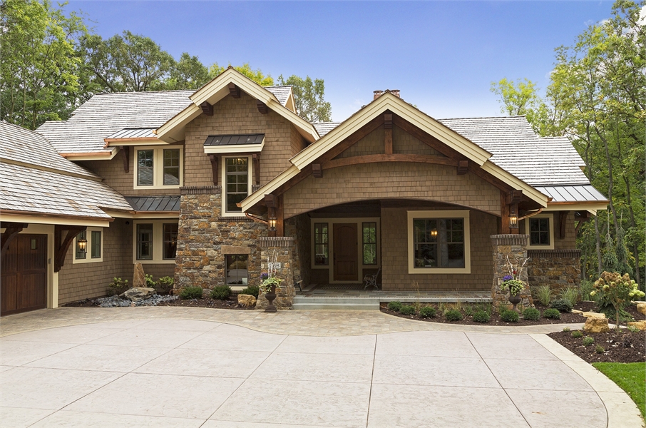 two story craftsman house plan with walkout basement