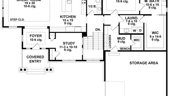 Four-Bedroom Traditional Home Plan with Main Floor Master Suite - 9682