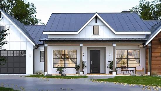 Traditional Farmhouse with Mixed Exterior Facade