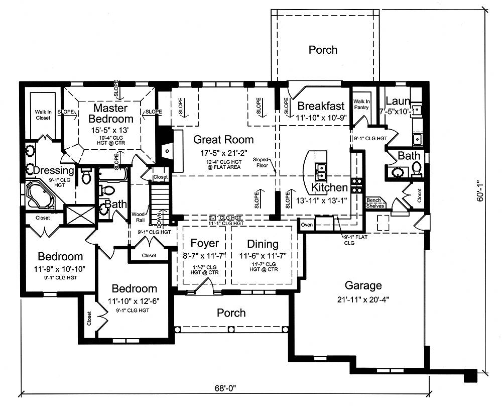 3 Bedroom Country Style House  Plan  9114 Edgewater 