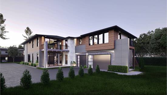 Stunning Rear View with Apartment Above 3-Car Garage